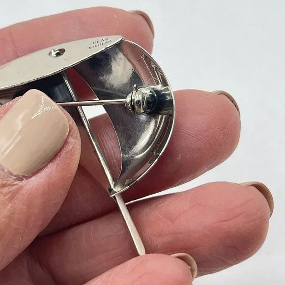 Vintage Beau Sterling Silver 3d Sailboat Brooch Pin - Picture 6 of 7